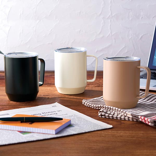 蓋付き真空ステンレスマグカップ400ml(ピンクグレー)【グッズストア