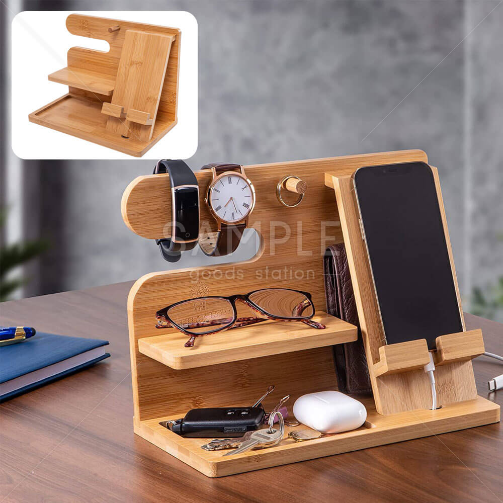 スマホスタンド ガジェットスタンド 卓上スタンド 木製 ケーブル用通し