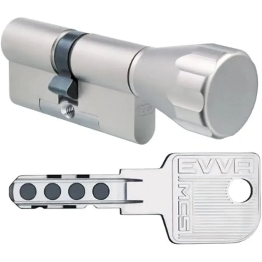 Цилиндр замка EVVA MCS 5KEY ключ-тумблер (никель) купить, цена, фото
