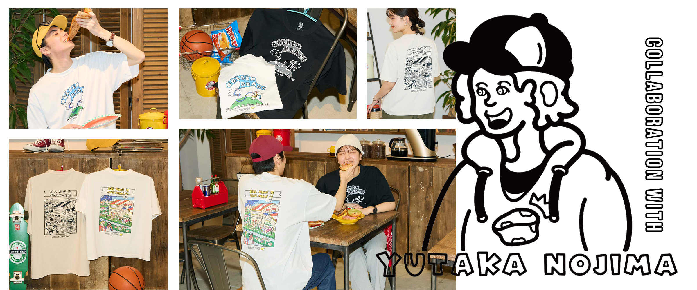 Golden BearバックプリントTシャツ / YUTAKA NOJIMA コラボレーション
