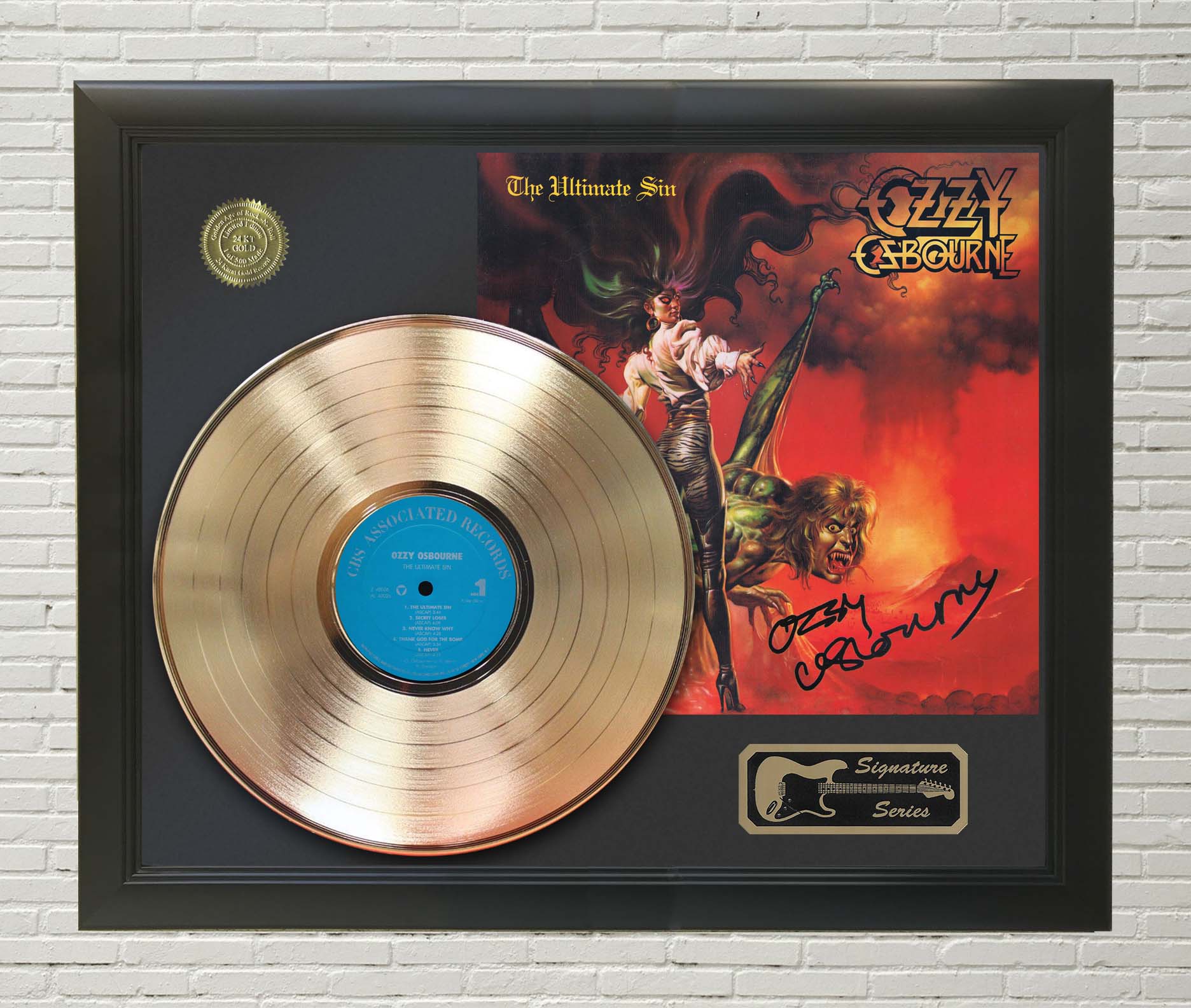 Ozzy Osbourne - The Ultimate Sin Framed Signature Gold LP Record