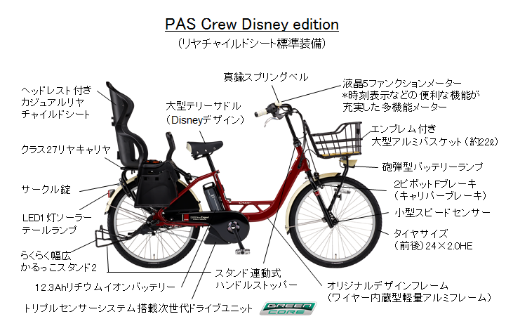電動アシスト自転車では初となるディズニーデザインのファミリーモデル