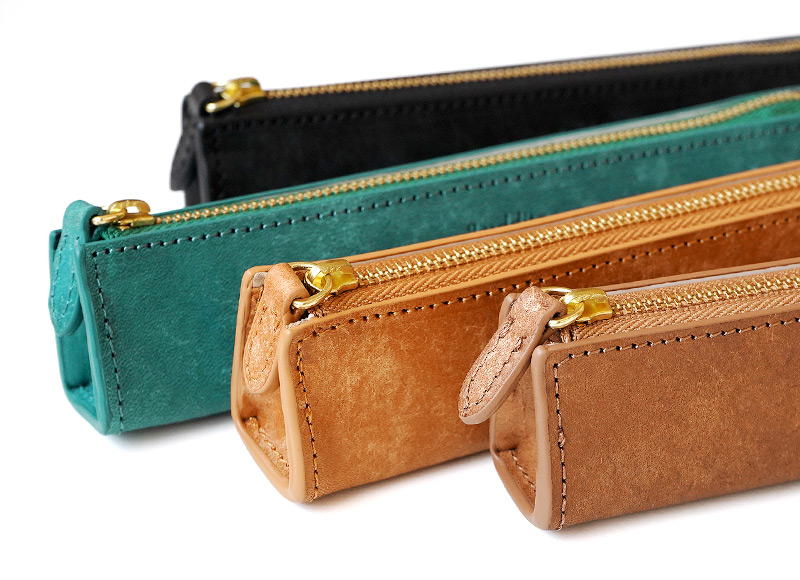 イタリアンレザー MAYA】ペンケース Sサイズ ファスナー ポケット付