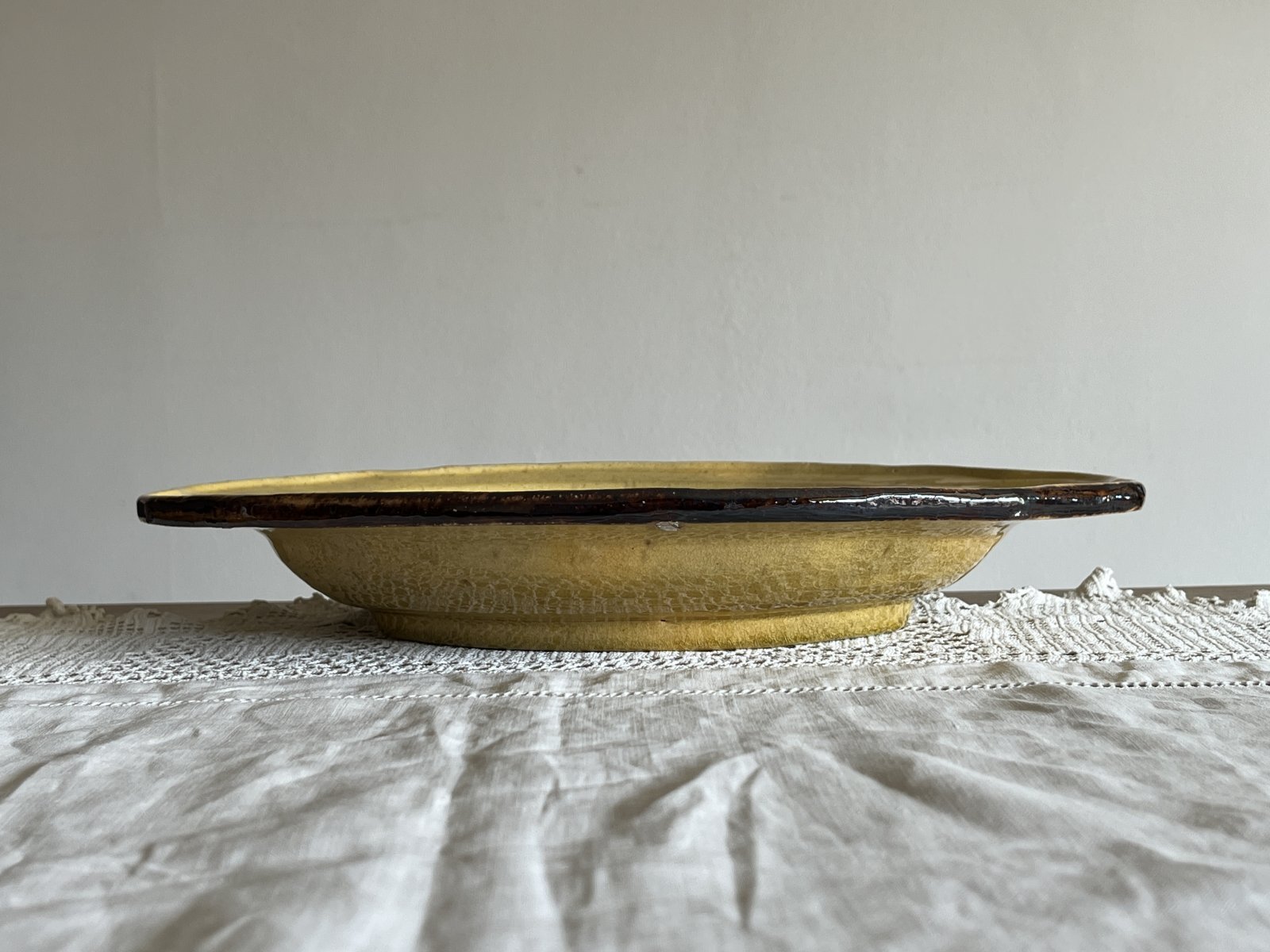 南仏陶器 デュルフィ 黄釉 焦茶釉 オーバルプレート [202509−20]