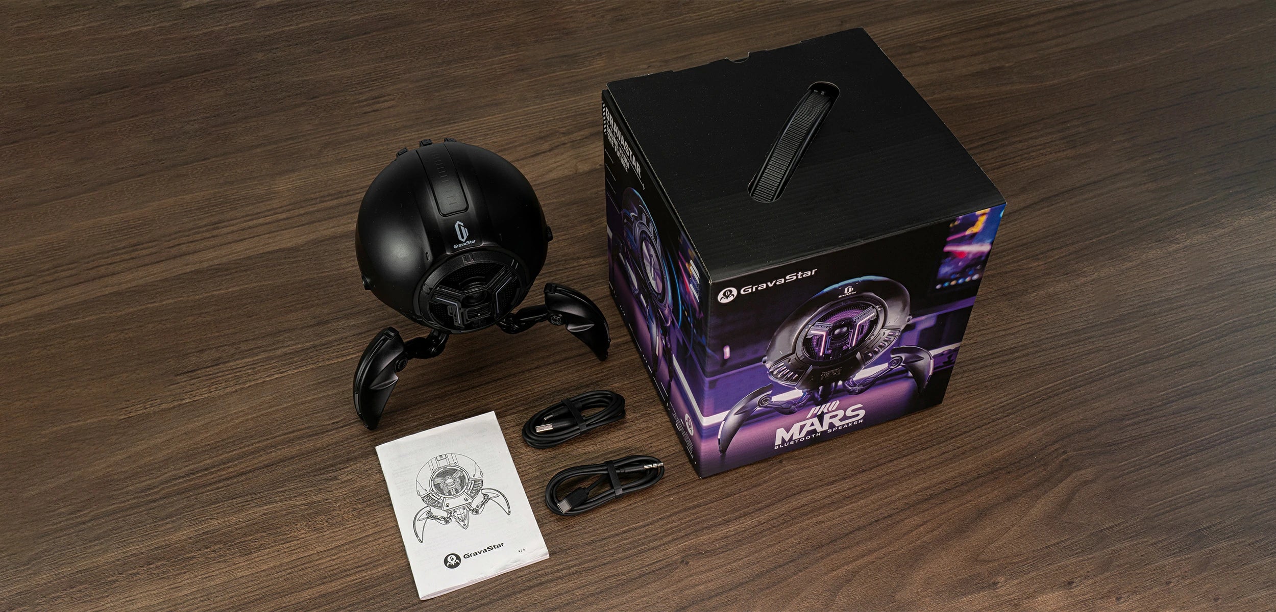 Mars Pro ブラック | 20W Bluetooth ワイヤレススピーカー RGB ライト付き