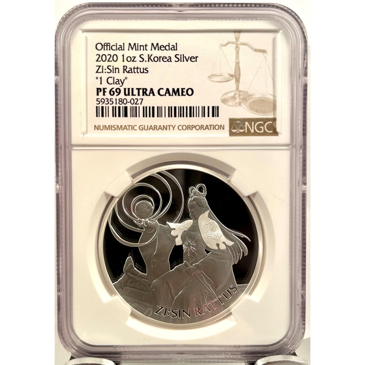 2020 Korea Zi:Sin Rattus Proof 1 oz Silver Coin NGC PF 69 UCAM