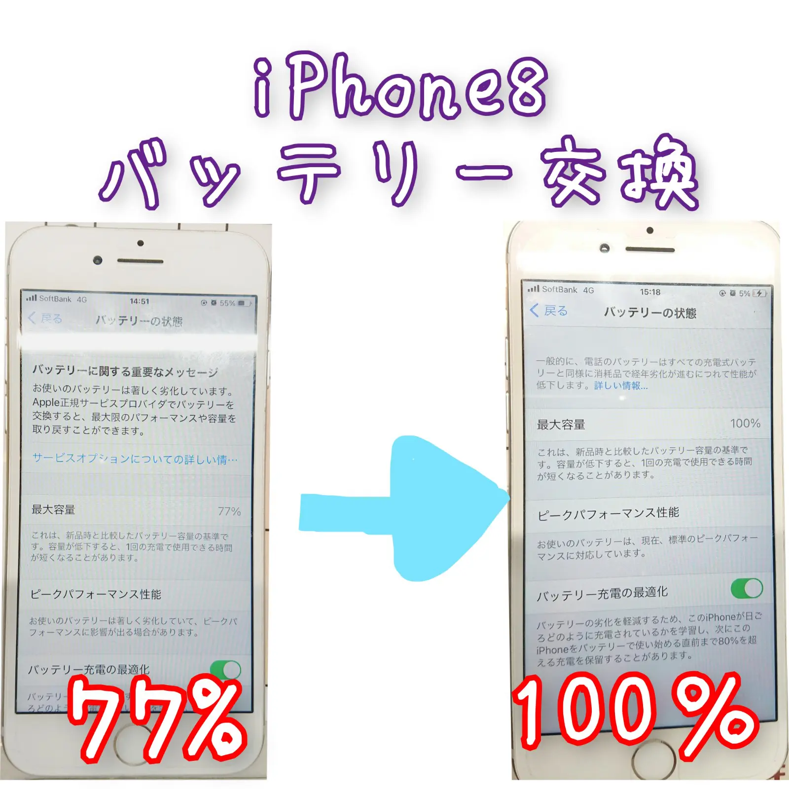 iPhone8 バッテリー交換 伊勢崎 | iPhone修理service 群馬のiPhone