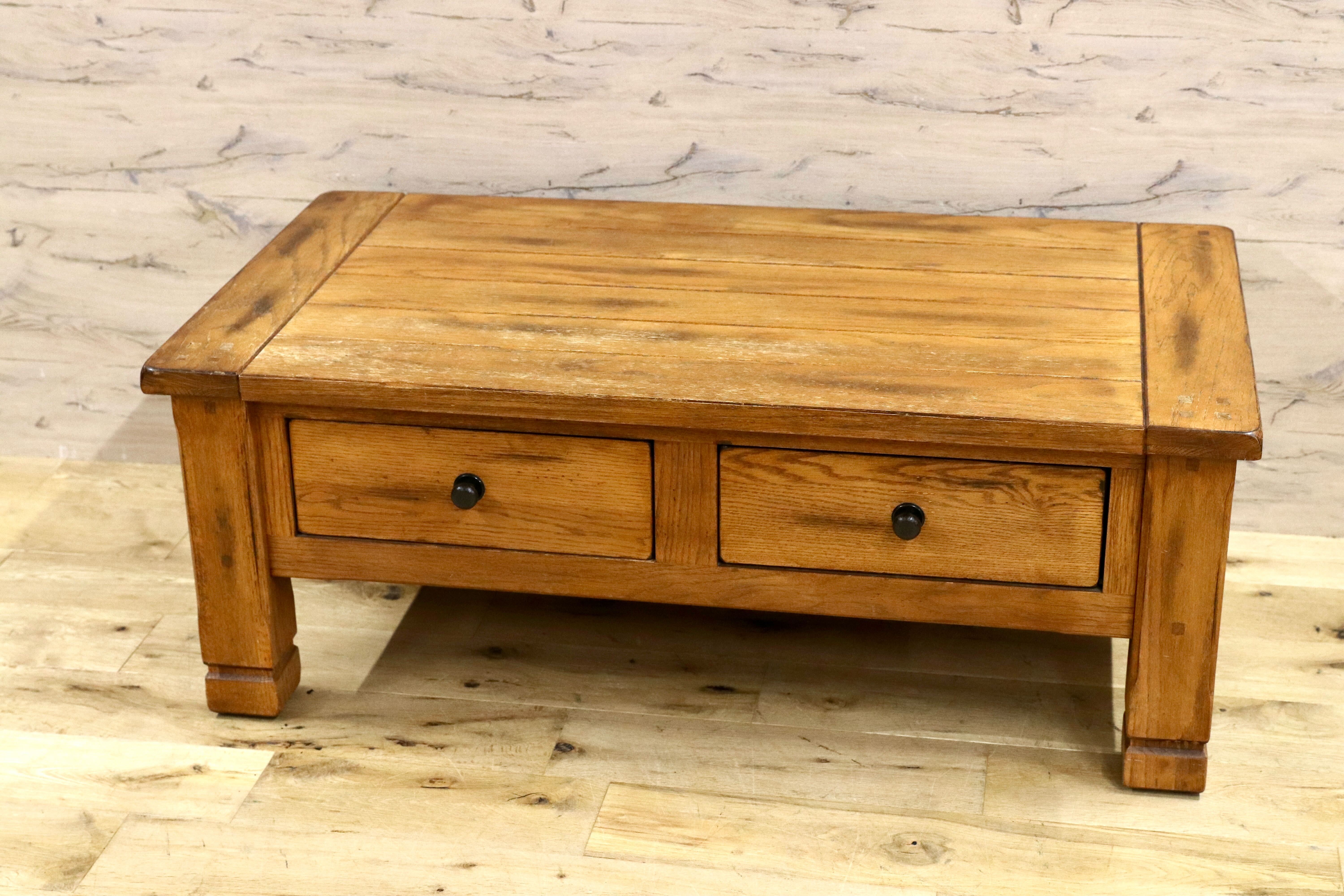 GMHK471○オーク材 ヴィンテージ センターテーブル リビングテーブル