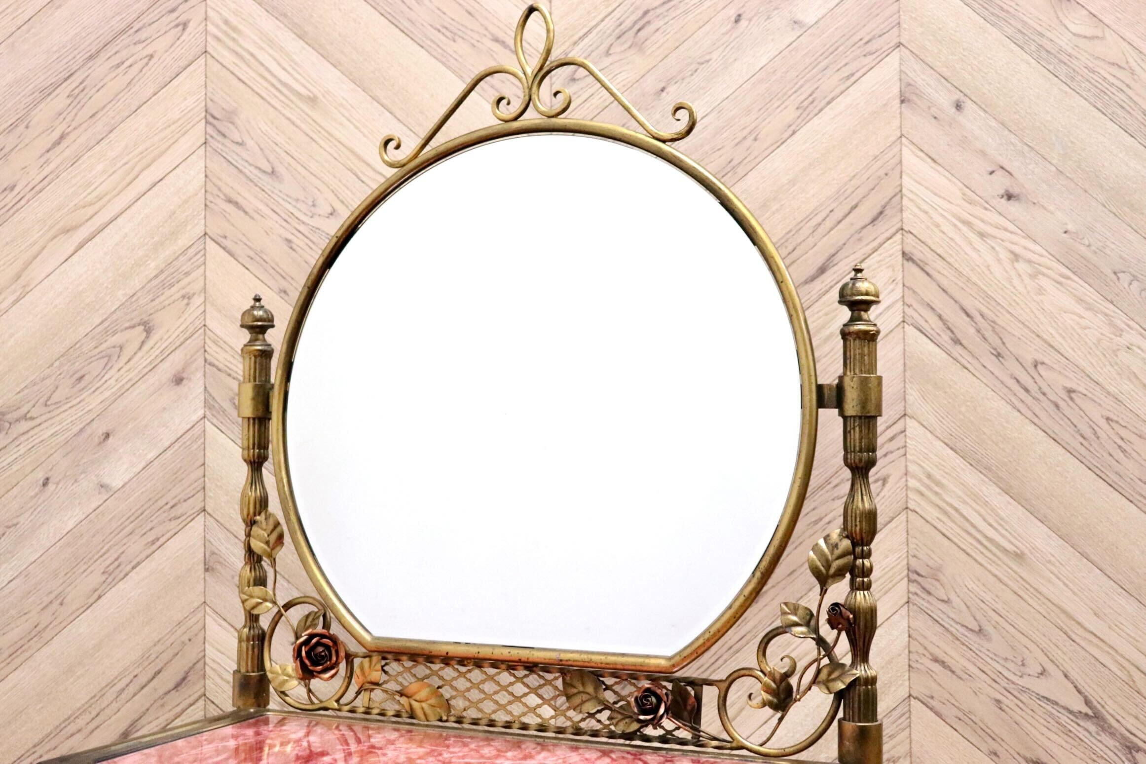 GMHN122○イタリア製 アンティーク アイアンフレーム ドレッサー 鏡台