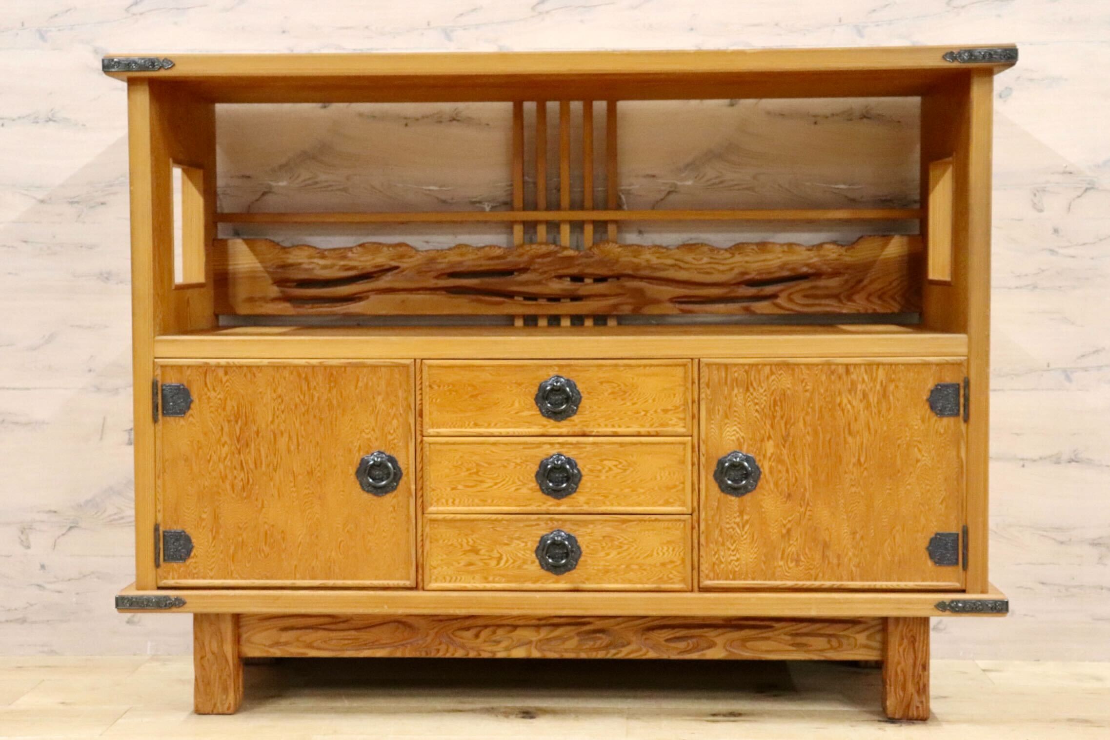 GMHH226A○世界遺産屋久杉 茶棚 飾り棚 茶箪笥 サイドボード リビング