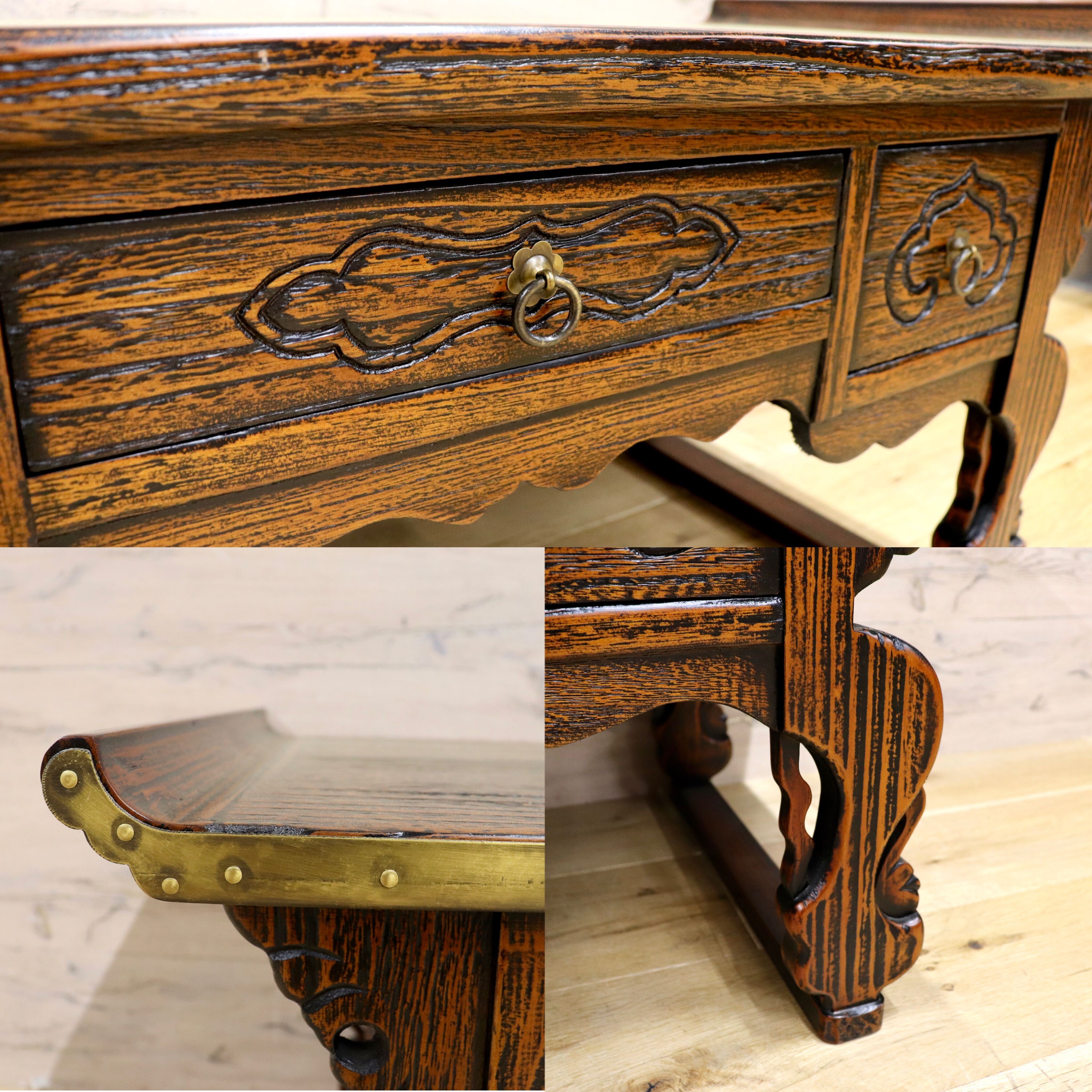 GMIS39B○李朝家具 机 文机 ライティングデスク 飾り台 引き出し