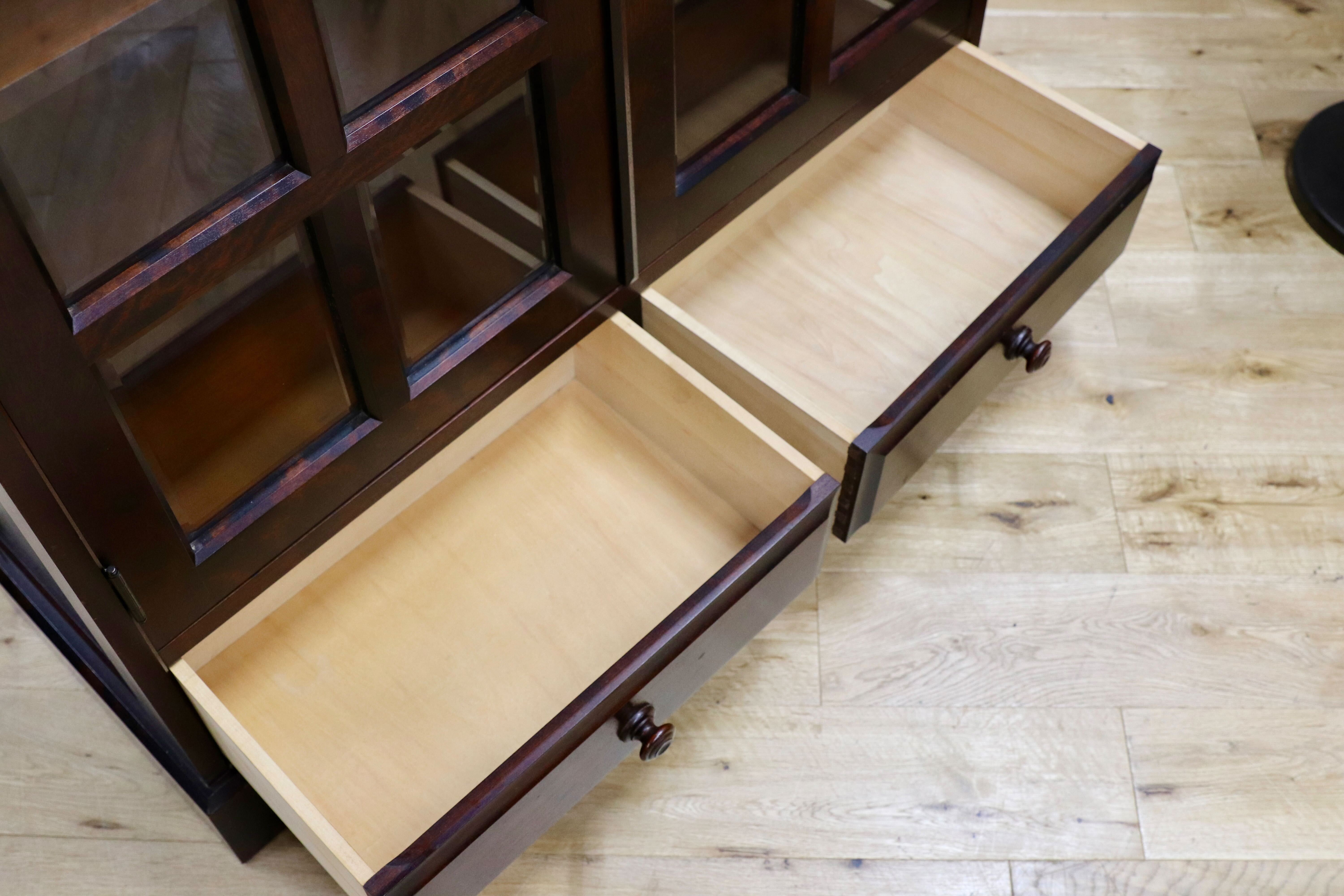 GMHN124○北海道民芸家具 書棚 本棚 水屋棚 キャビネット 飾り棚 樺材