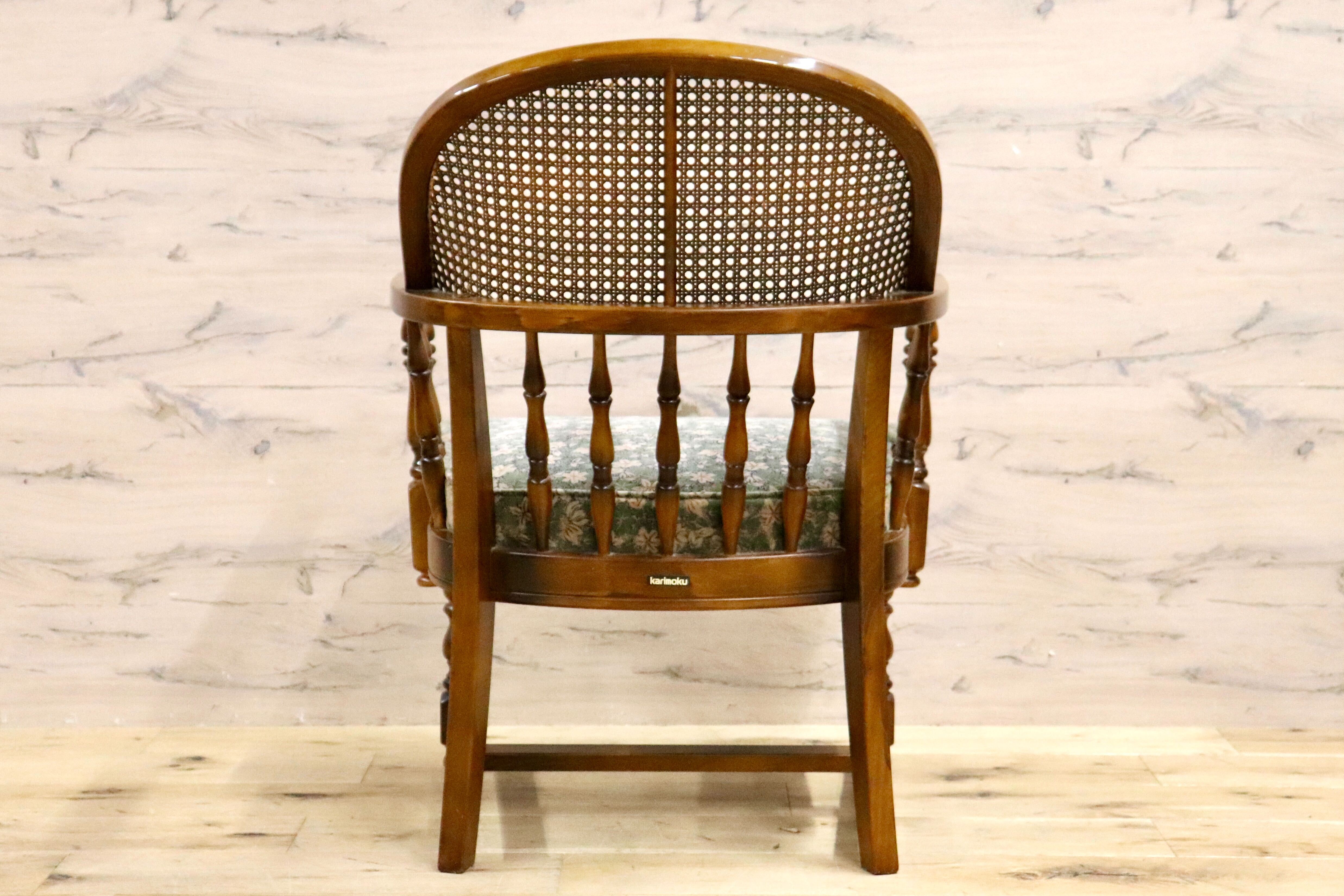 ①ヴィンテージ オールドカリモク コロニアル ラタン アームソファ