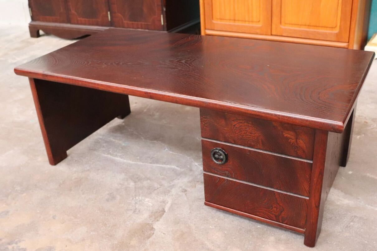 GMIS178○昭和レトロ 文机 木製 欅材 書斎机 アンティーク 座机 和家具