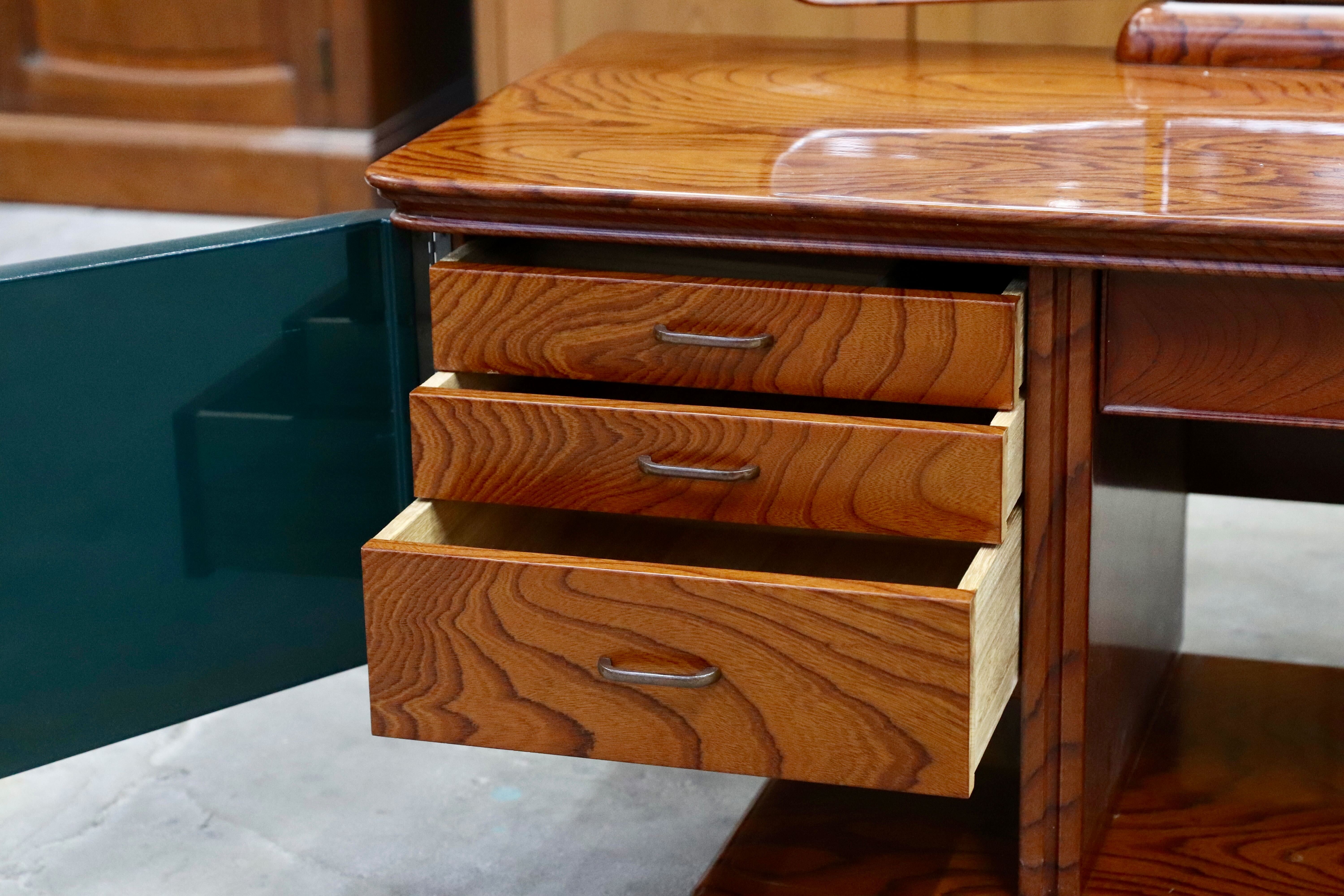 GMHK436○マツダ家具 最高級 ドレッサー 鏡台 三面鏡 欅材 和家具 和モダン