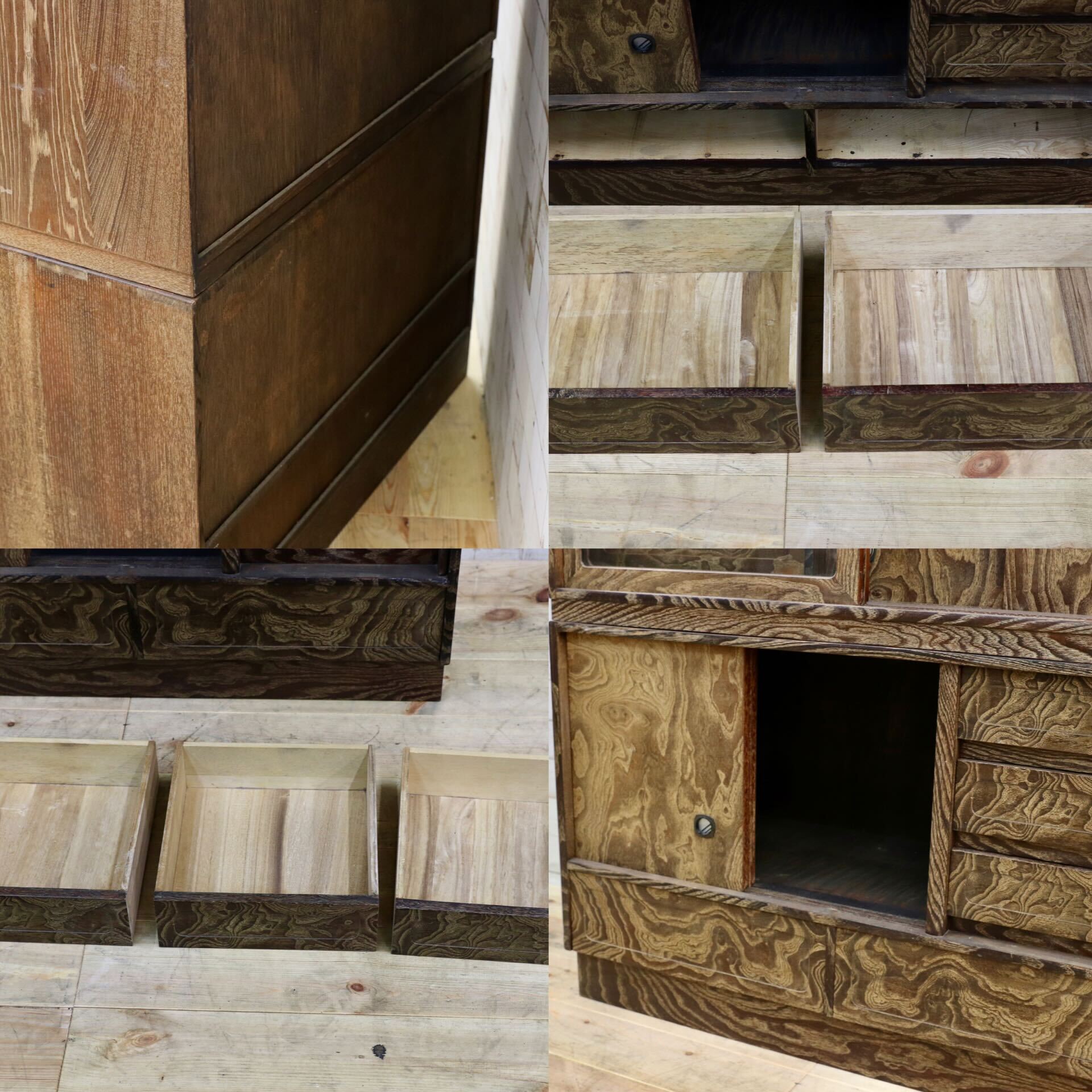 GMHO63○昭和レトロ 桑の木 茶箪笥 茶棚 飾り棚 キャビネット 和室