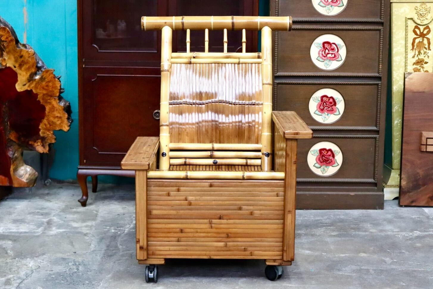 GMIH428○梅里竹芸 1人掛けソファ アームチェア 左高タイプ 高級 真竹