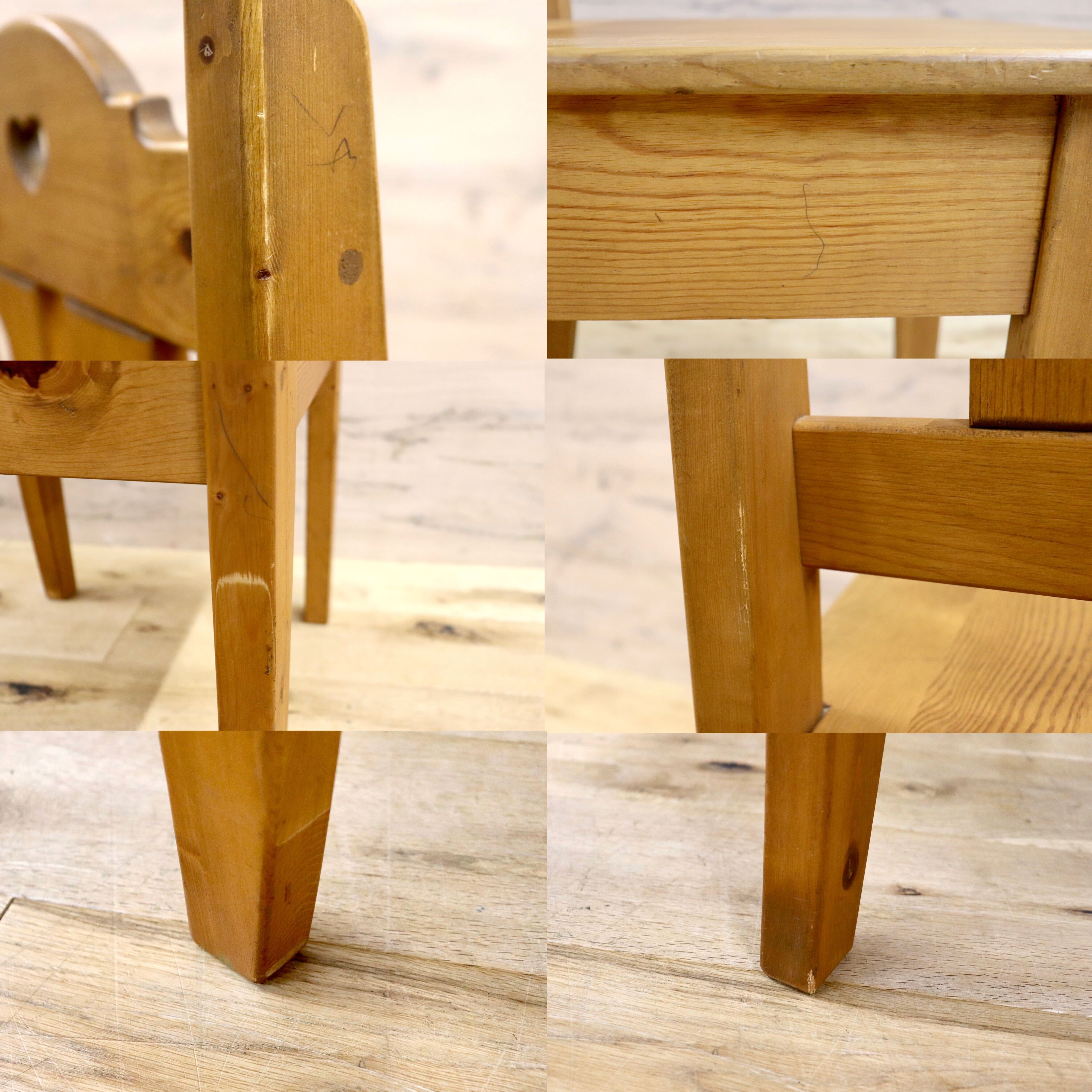 GMHK355○カントリー調 デスクチェア ダイニングチェア ハート パイン