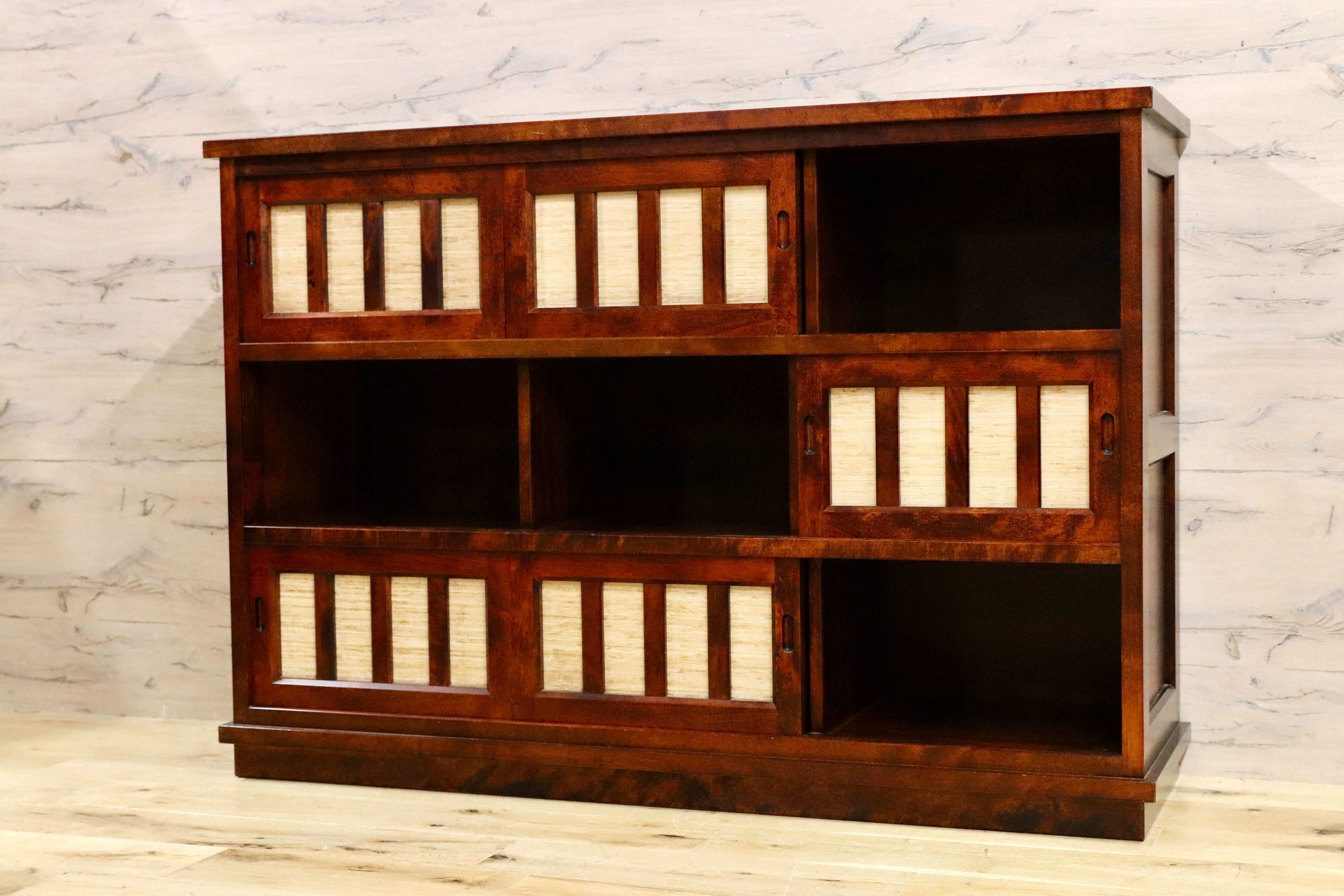 GMHH96○民藝家具 サイドボード リビングボード 茶棚 樺材 無垢材 和モダン