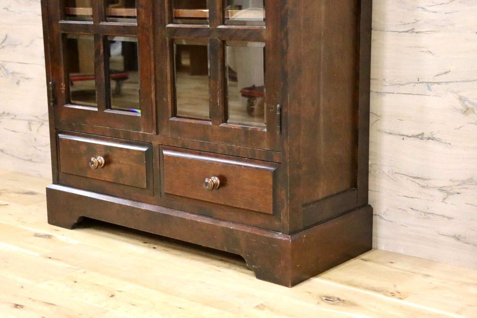 GMGN186B○北海道民芸家具 本棚 書棚 本箱 キャビネット 飾り棚 樺無垢