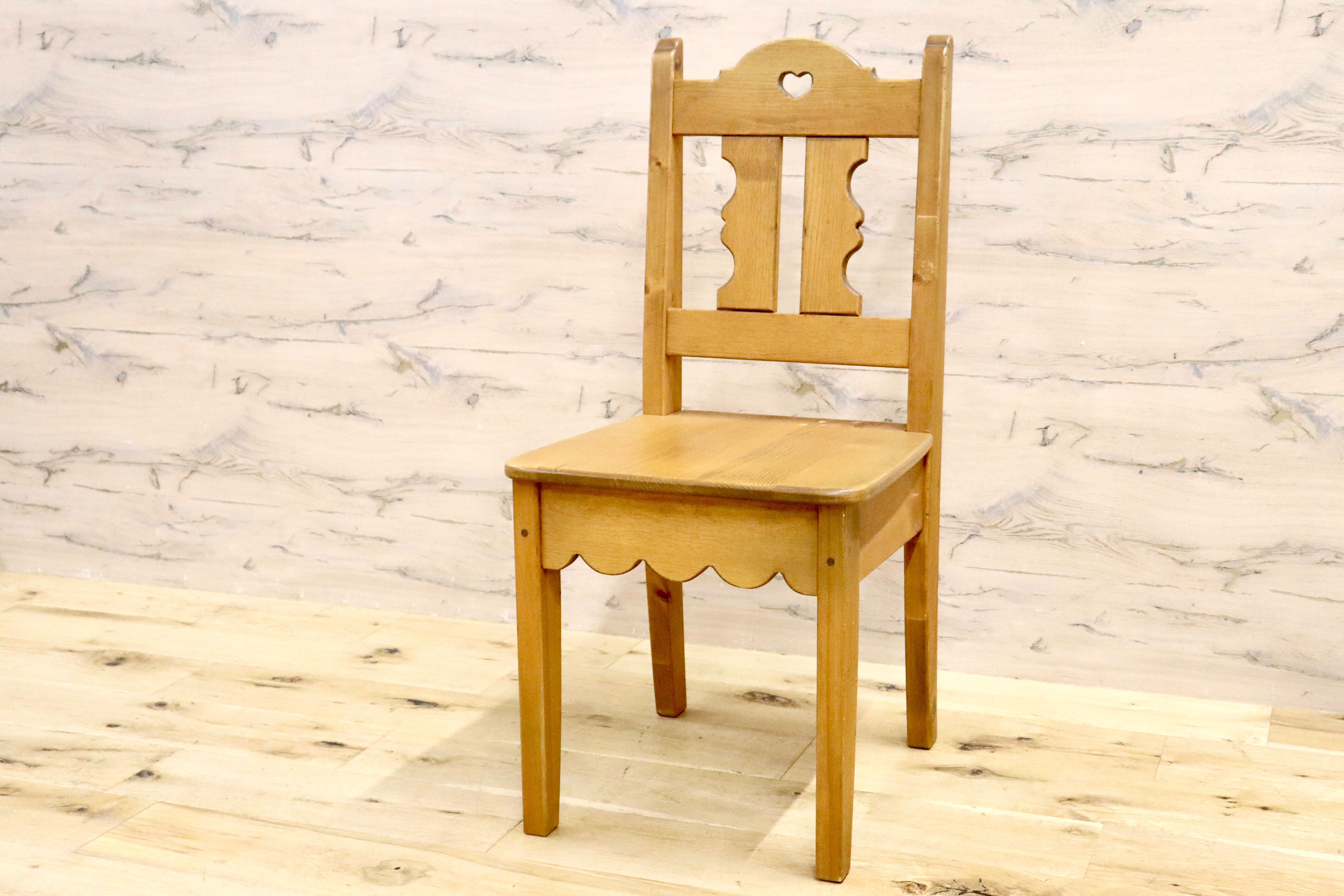 GMHK355○カントリー調 デスクチェア ダイニングチェア ハート パイン