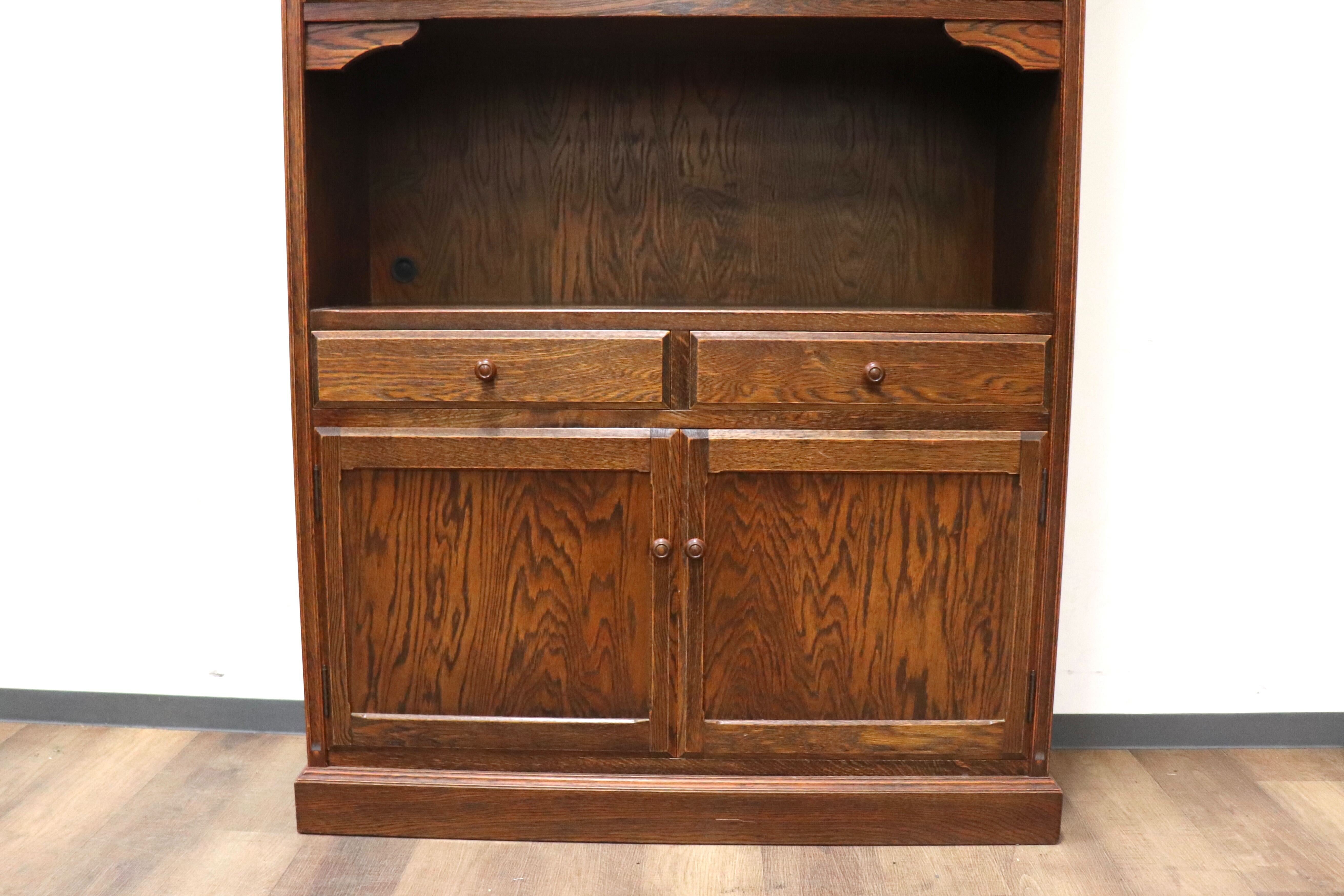 GMHK391○三越家具 Brugge ブルージュ食器棚 本棚 飾り棚 ステンド