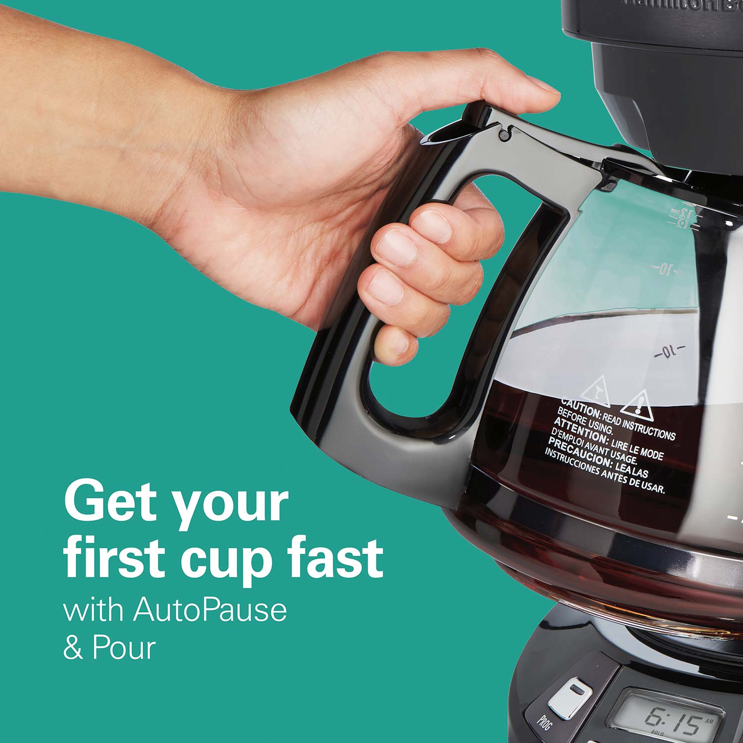 12 Cup Programmable Coffee Maker, Black and Stainless Steel