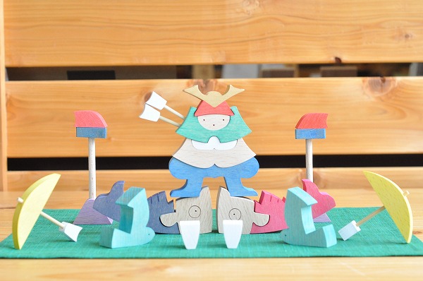 在庫あり】五月人形 遊プラン・小黒三郎 楕円鯉武者 木のおもちゃHANA