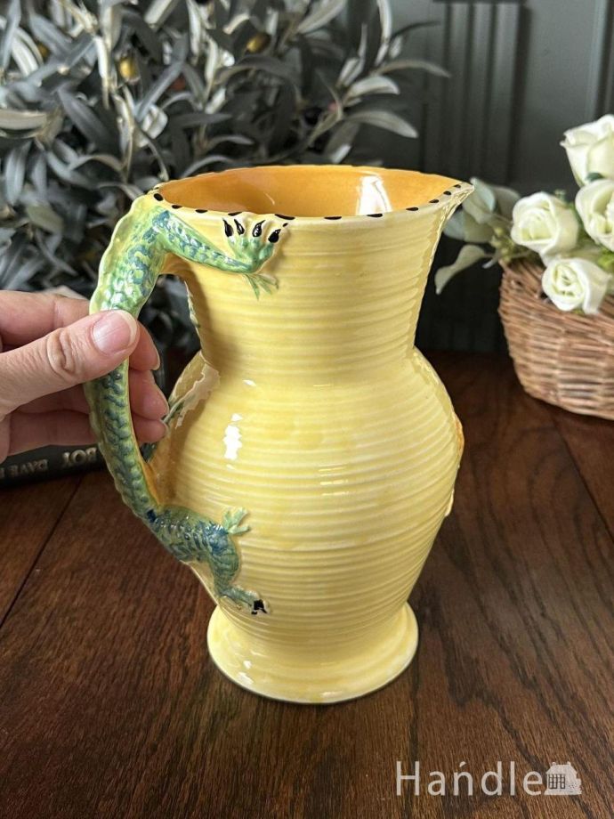 縁起のいい英国アンティークの水差し、バーレイ社(Burleigh)のイエロー