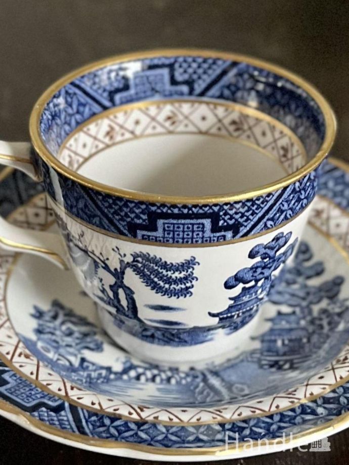 BOOTHS（ブース社）のデミタスカップ＆ソーサー、アンティークのブルー