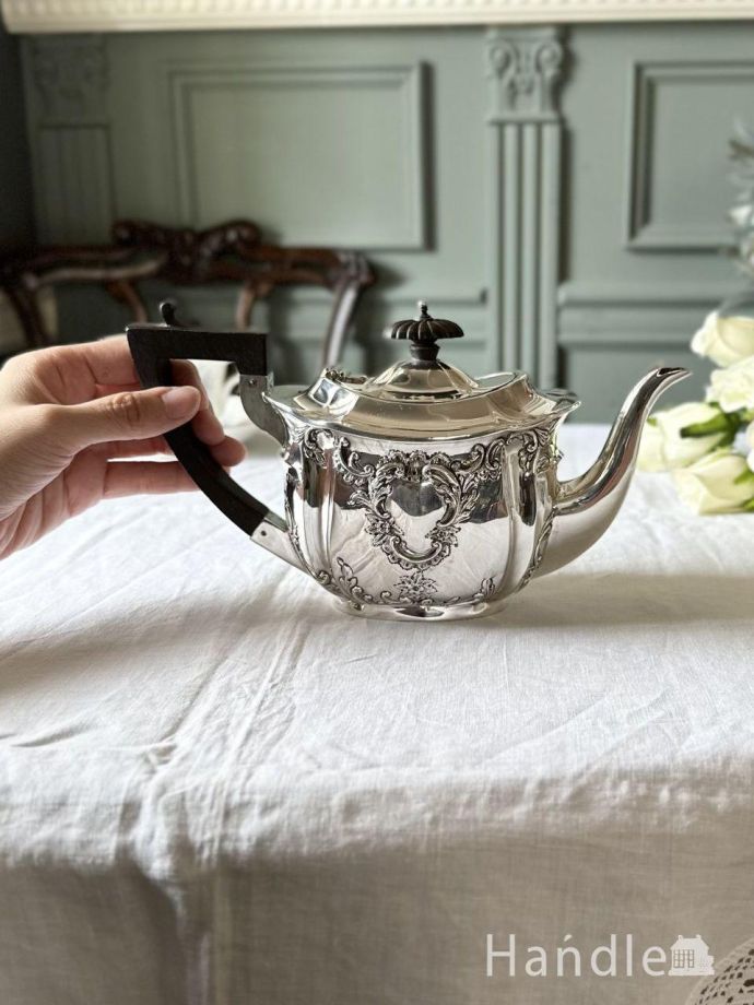 スターリングシルバーのティーセット、英国チェスターのアンティーク銀