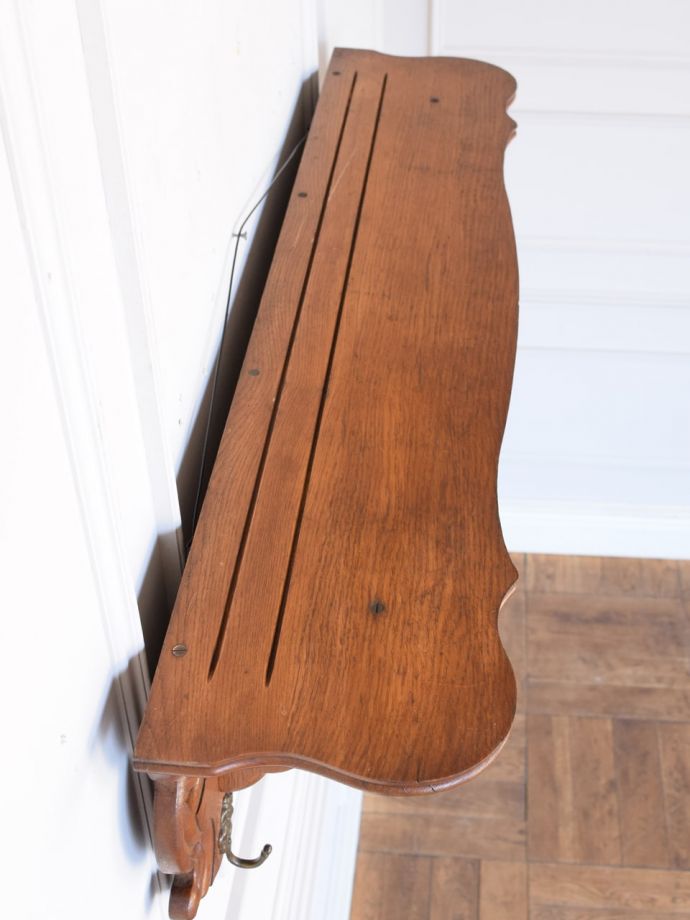 フランスのウォールシェルフ、オーク材のおしゃれなアンティークの壁