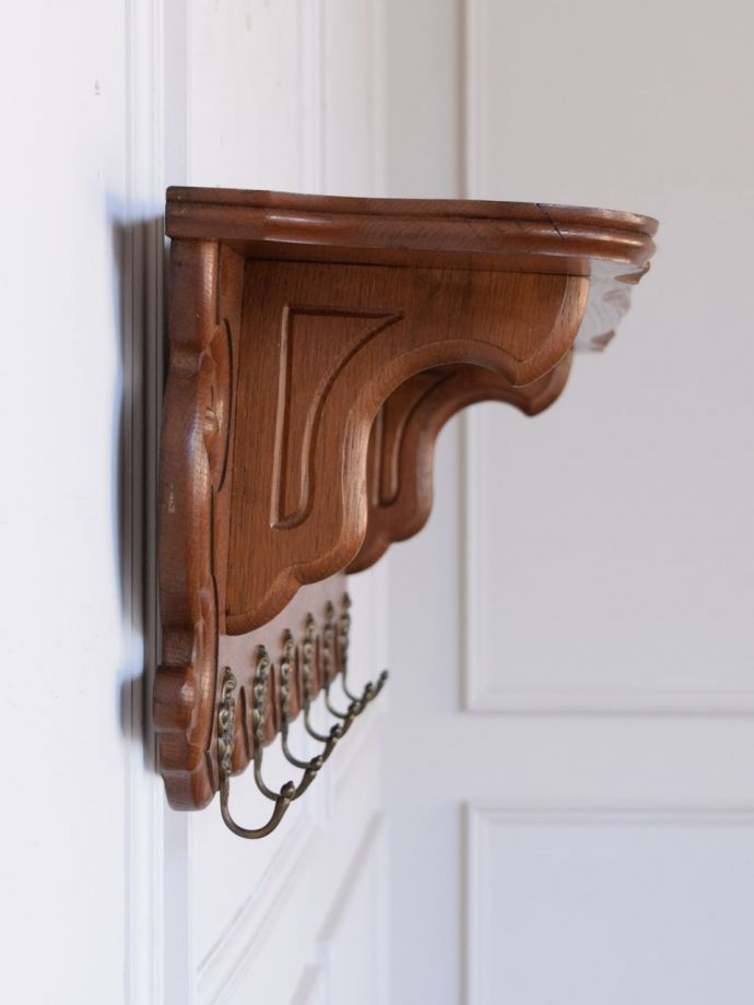 フランスのウォールシェルフ、オーク材のおしゃれなアンティークの壁