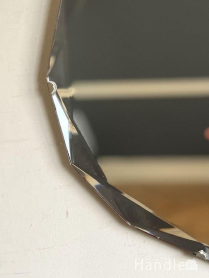 オーバル型のおしゃれな壁付け鏡、英国アンティークのウォールミラー(k