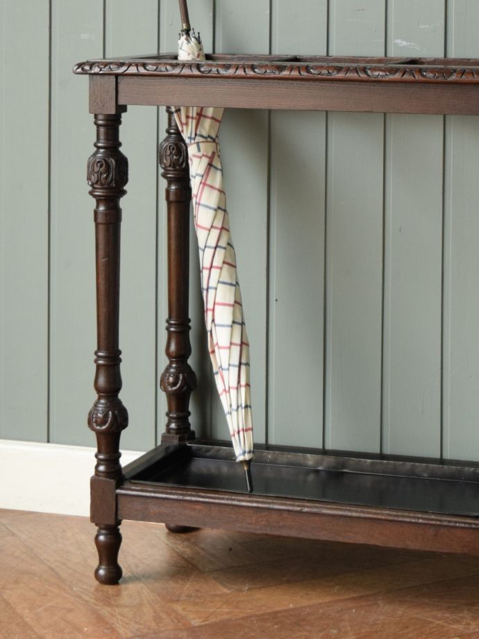 英国のアンティークのステッキスタンド、オーク材で出来たおしゃれな傘