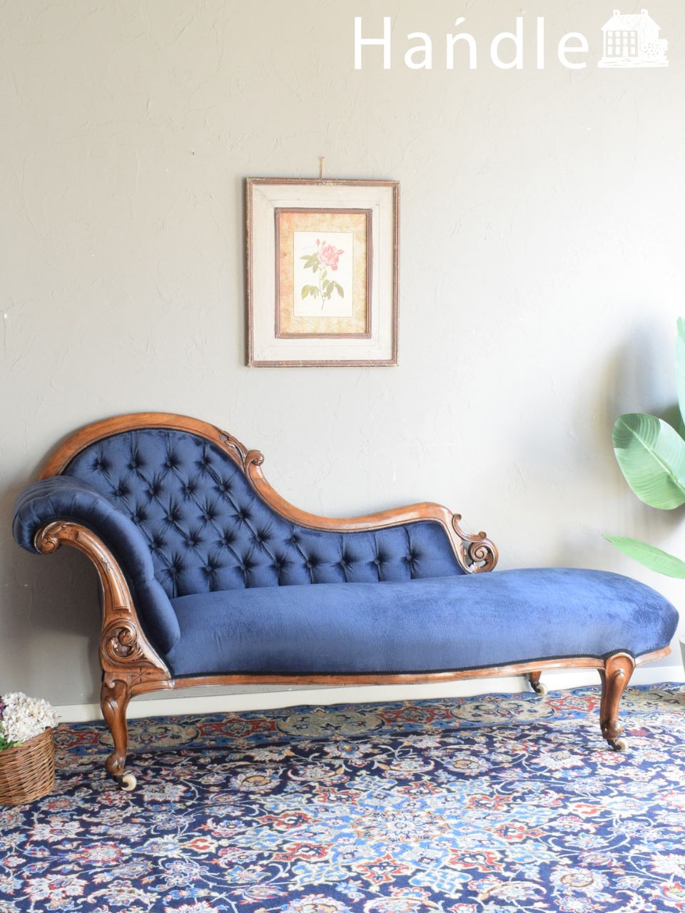 アンティークのおしゃれな2人掛け椅子、マホガニー材のホールソファ