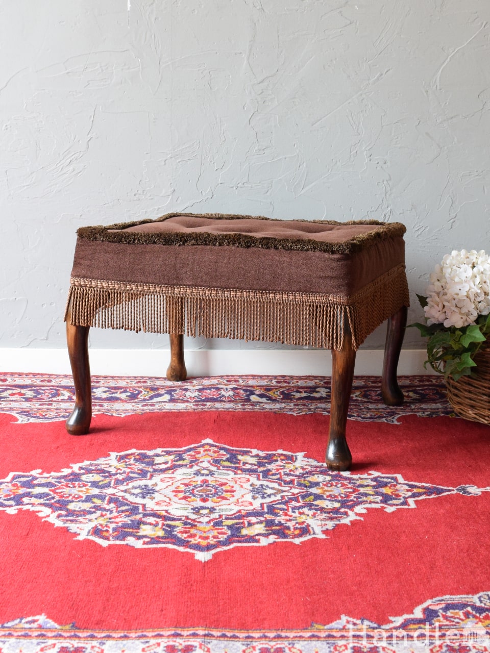 アンティークの小さなスツール、イギリスから届いたフットスツール(q