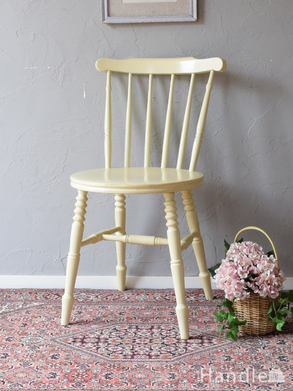 英国アンティーク木製キッチンチェア/ダイニングイス椅子/飾り棚(92-16