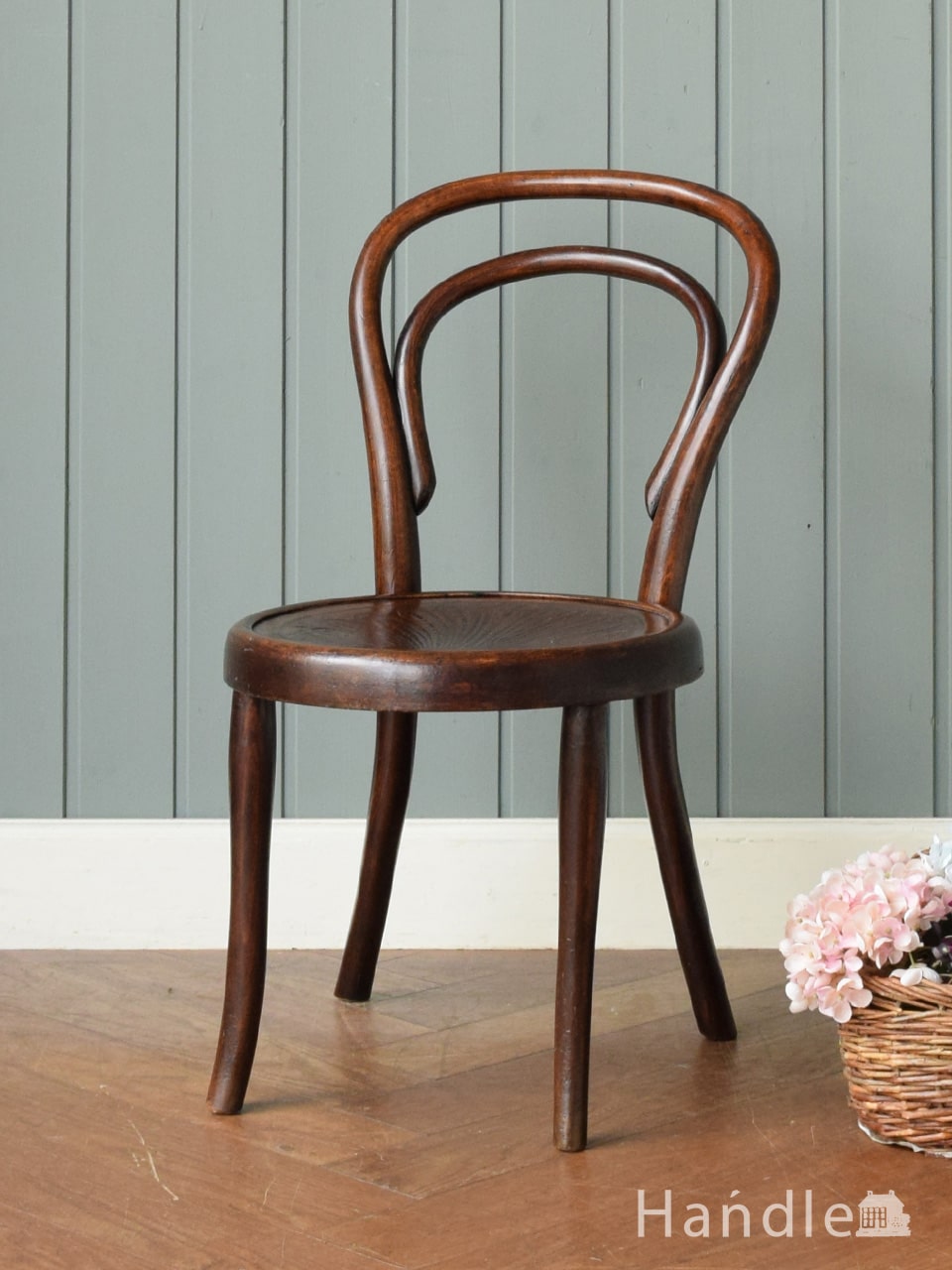 背もたれの曲木が美しい英国輸入の椅子、アンティークのベントウッド