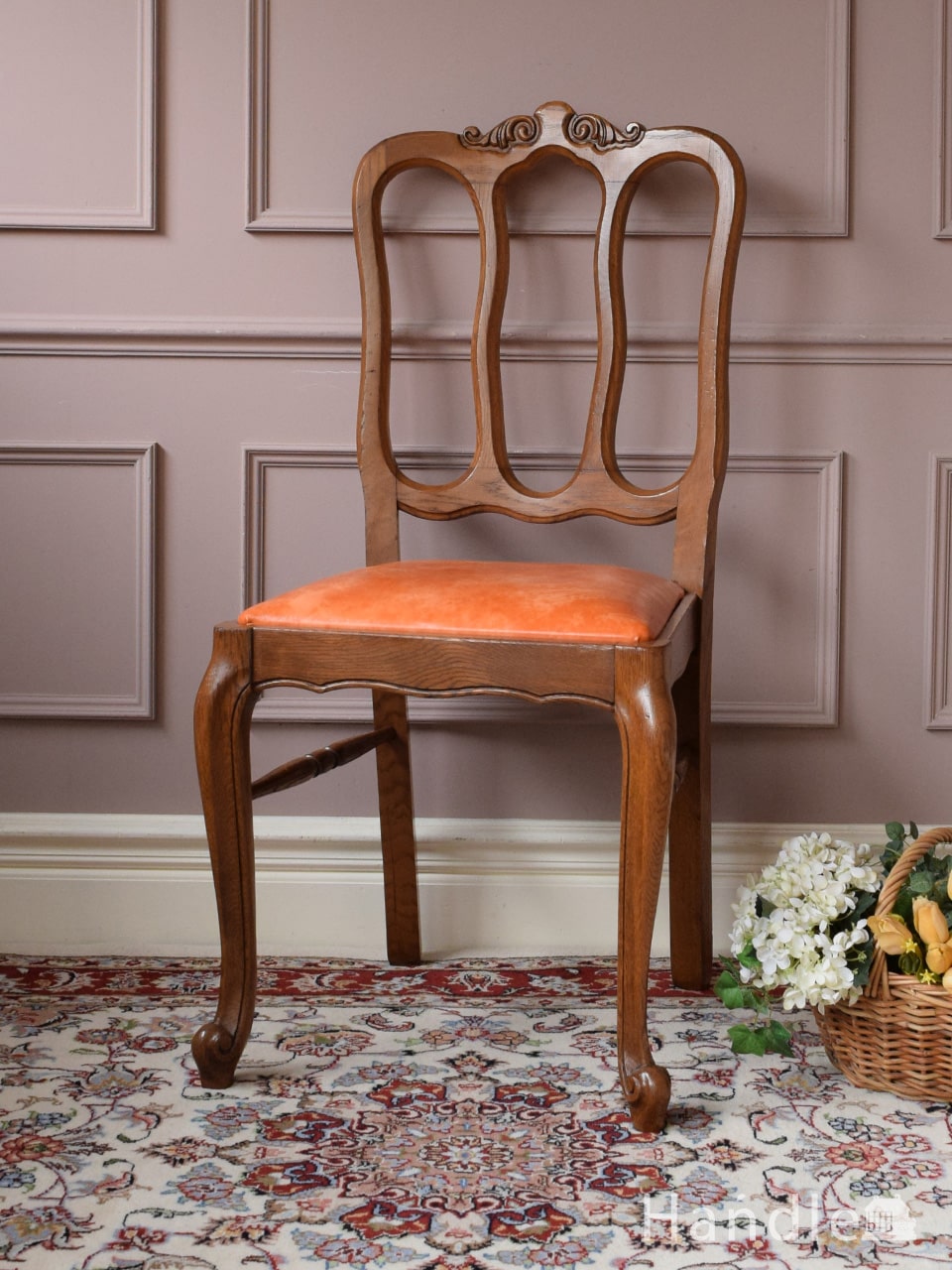 フランスのアンティークの椅子、猫脚が優雅なダイニングチェア(j-690-c