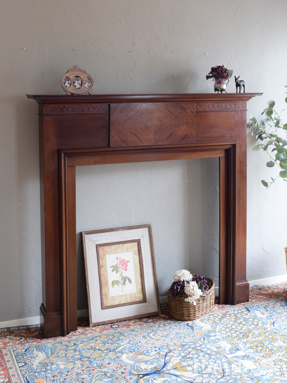 マホガニー材のマントルピース、イギリスから届いた暖炉枠(i-155-f
