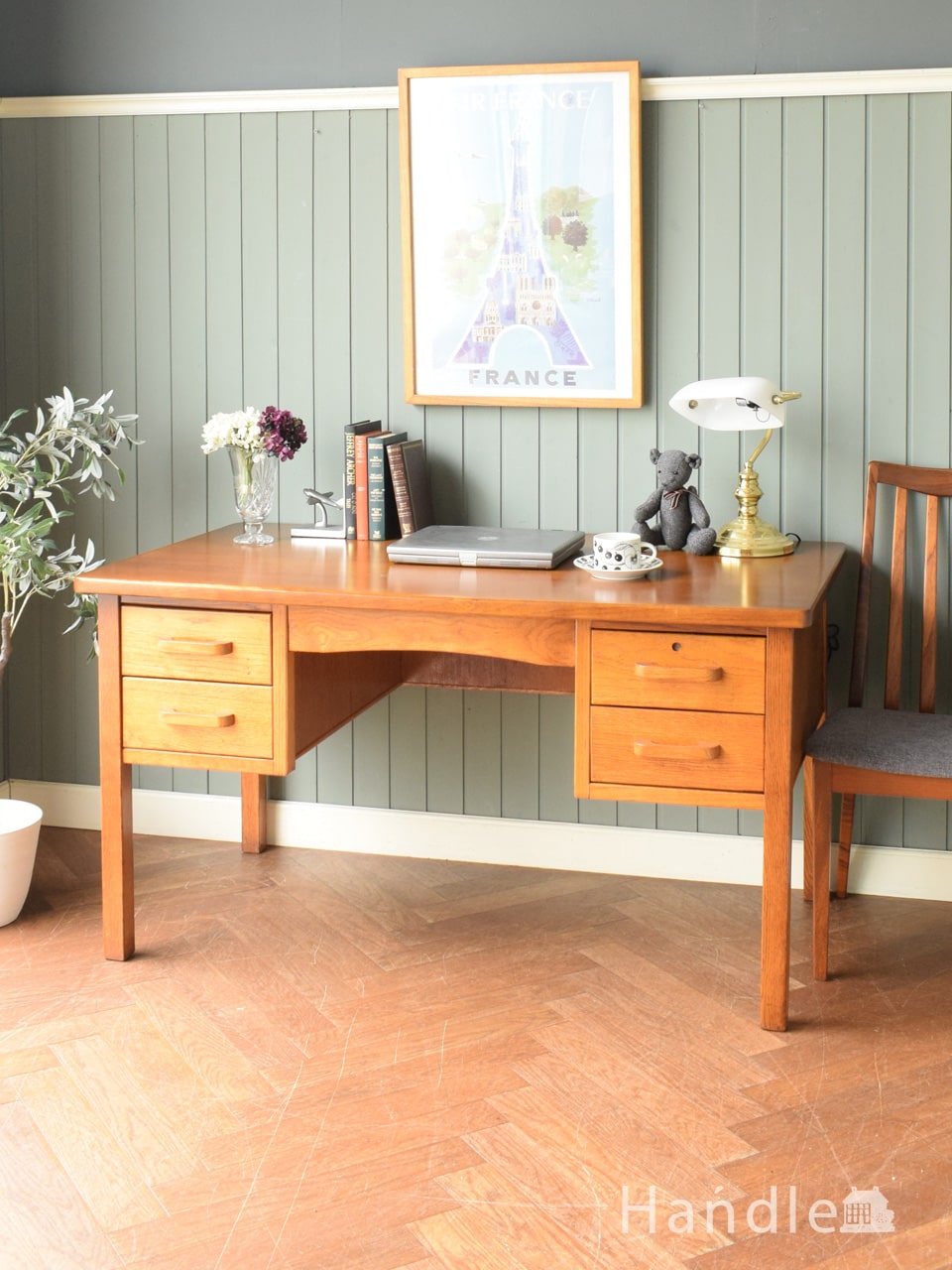 White & Newton ヴィンテージ ピンレッグ チークデスク(401) White