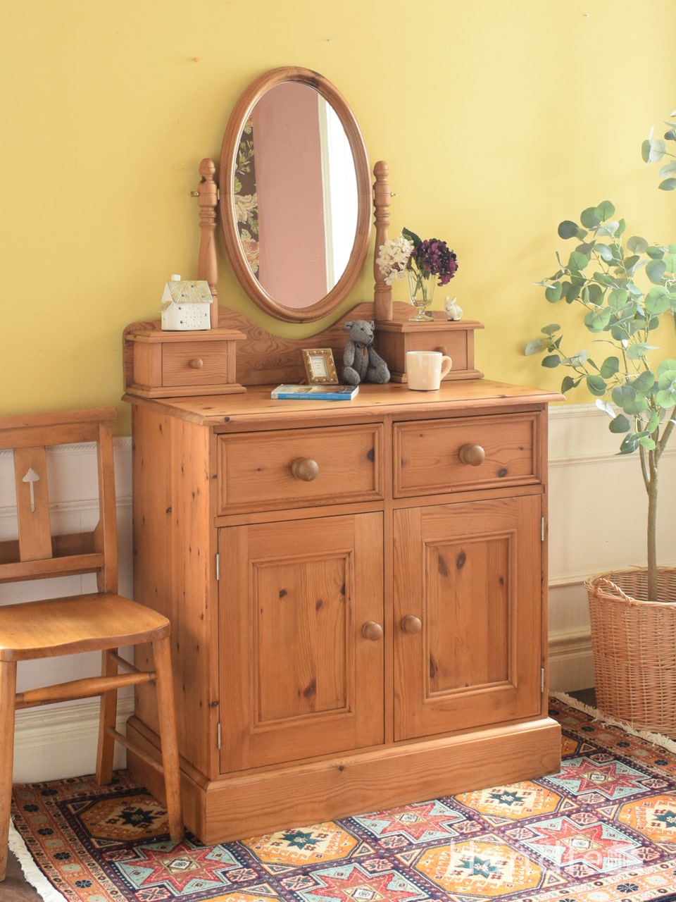 イギリスのアンティーク家具、鏡付きのドレッシングチェスト(k-906-f