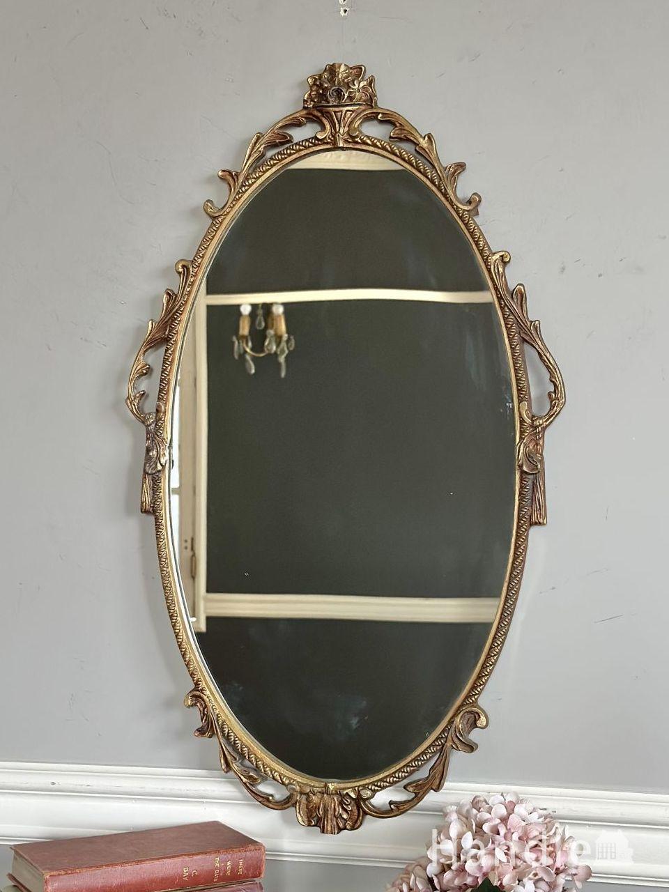 イギリスから届いたおしゃれなアンティークミラー、縁取りの