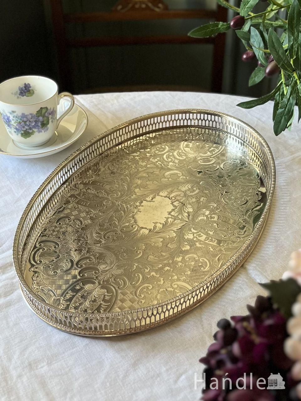 英国で見つけた銀雑貨、アンティークシルバーのサルヴァ（銀盆）(m