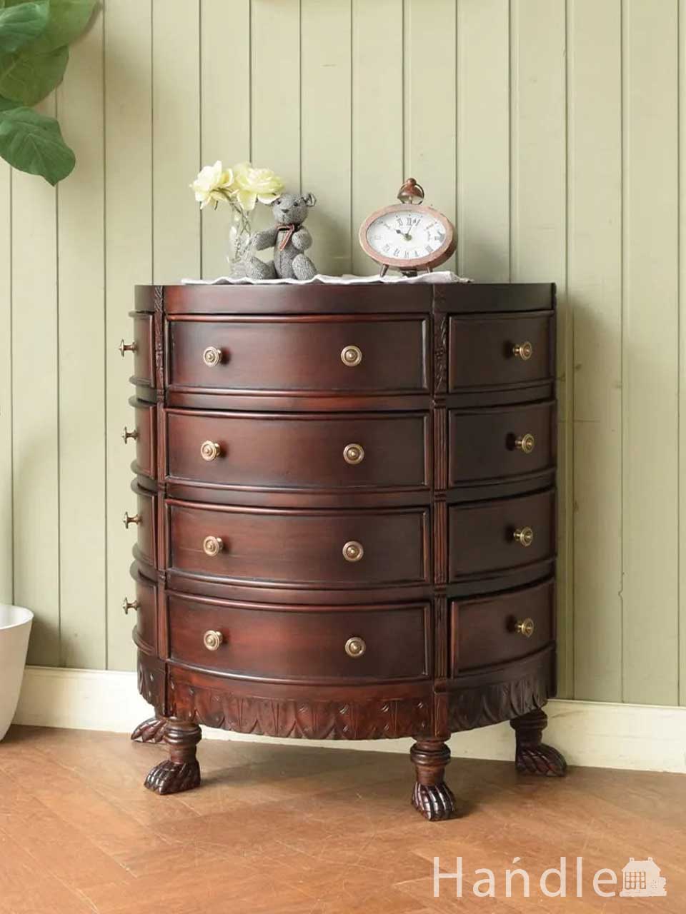 アンティーク家具屋が選んだ、アンティーク風のハーフムーンチェスト(y