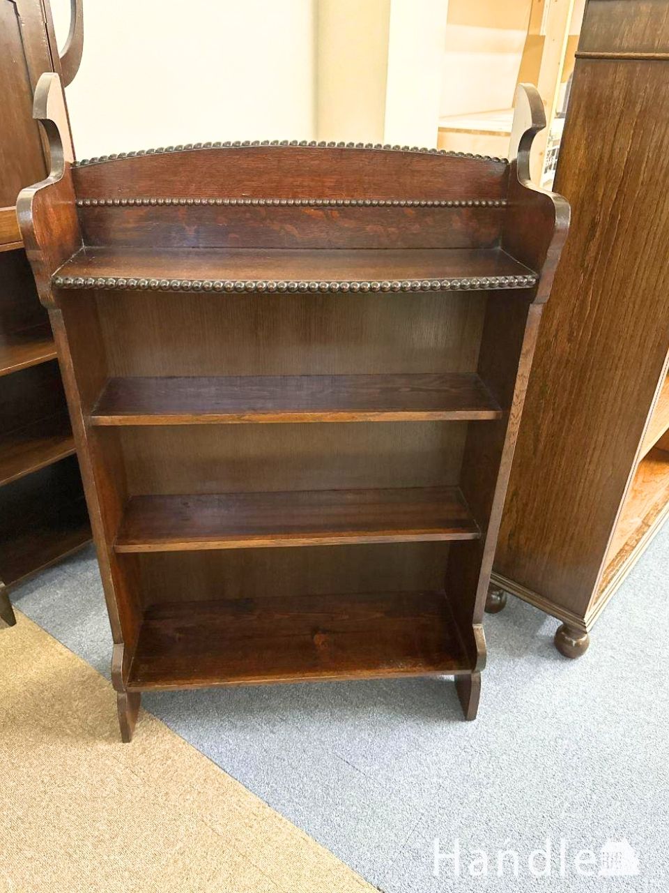 英国アンティーク木製ブックシェルフ/本棚/食器棚/飾り棚/ラック(89