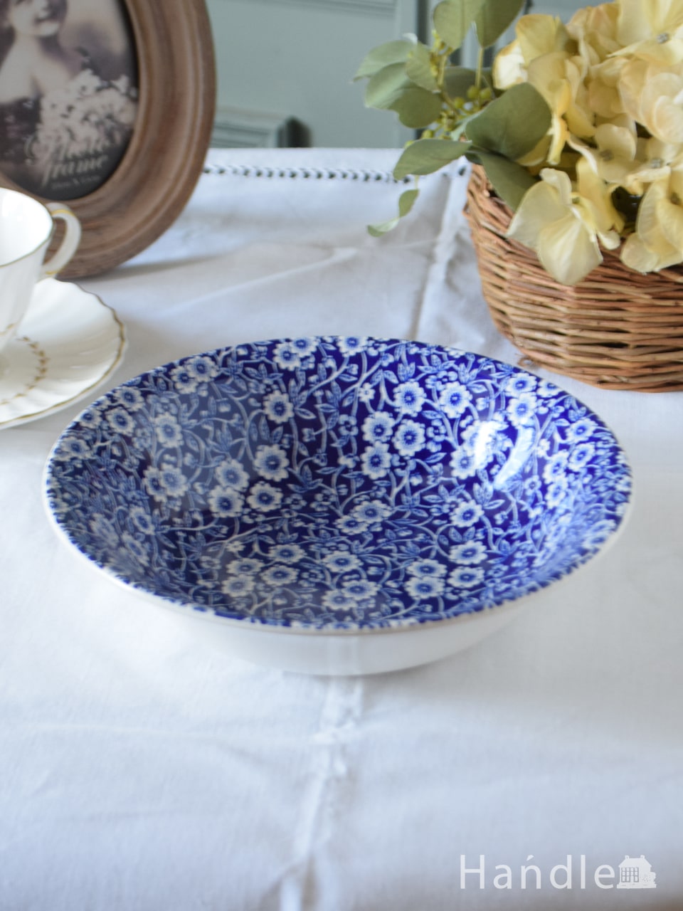 英国バーレイ社の食器、ブルーキャリコのスープボウル(n1-416