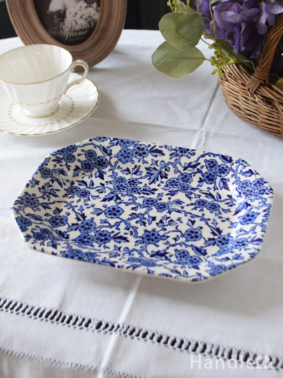 英国バーレイ社の食器、ブルーアーデンのスクエアディッシュ25cm(n1