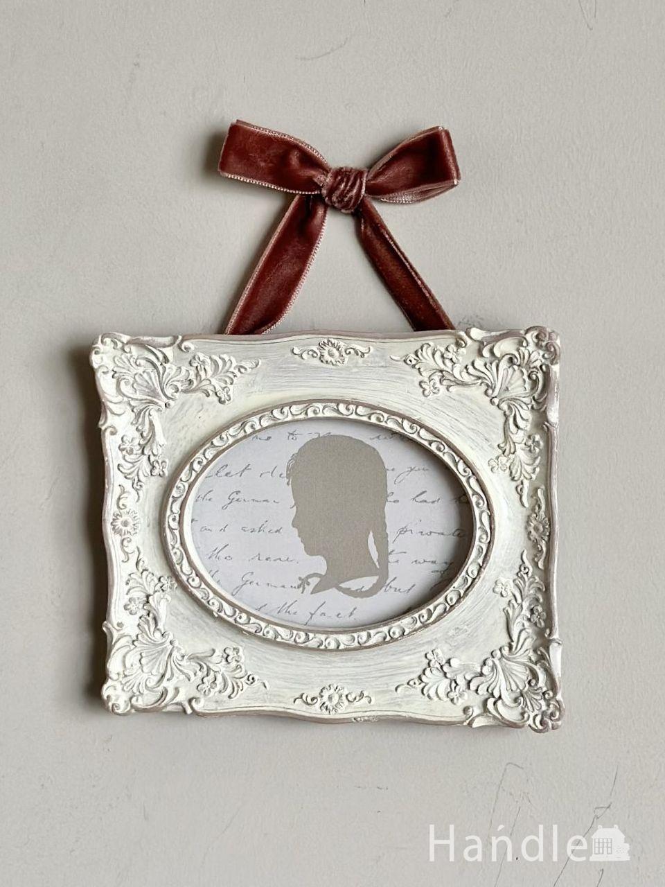 可愛いリボンが付いた写真入れ、フランスアンティーク風の壁掛けフォト
